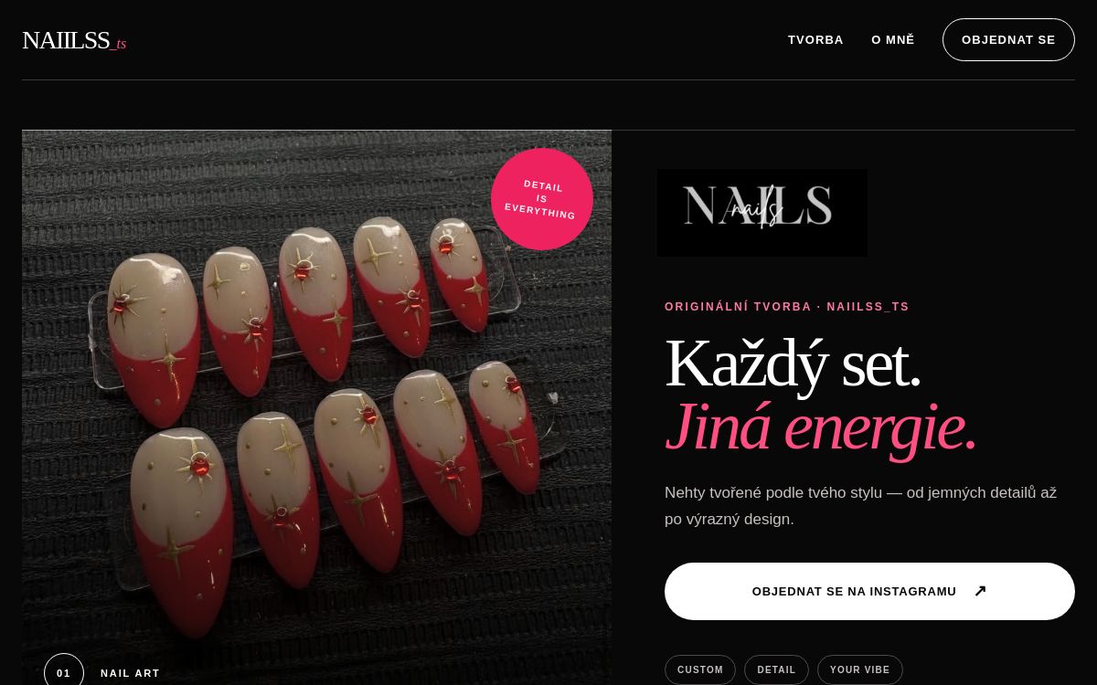 Ukázka červeného webu naiilss_ts pro press-on nehty